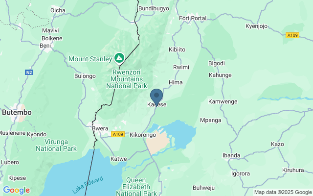Kaart met locatie Queen Elizabeth National Park